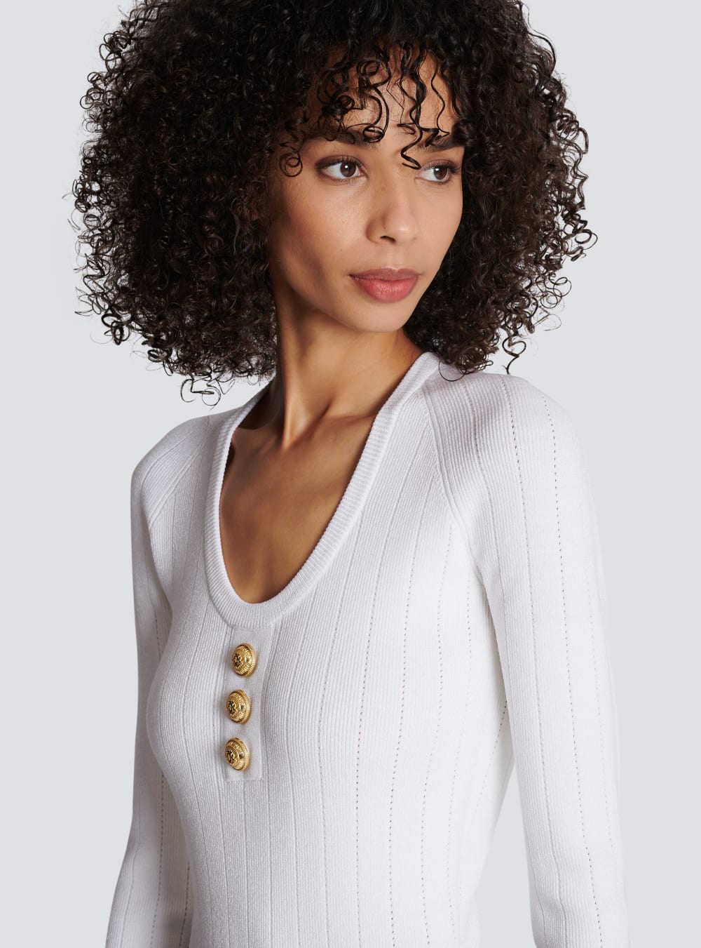 Women's Balmain Knit Tops White | USA 2ANpF4c2