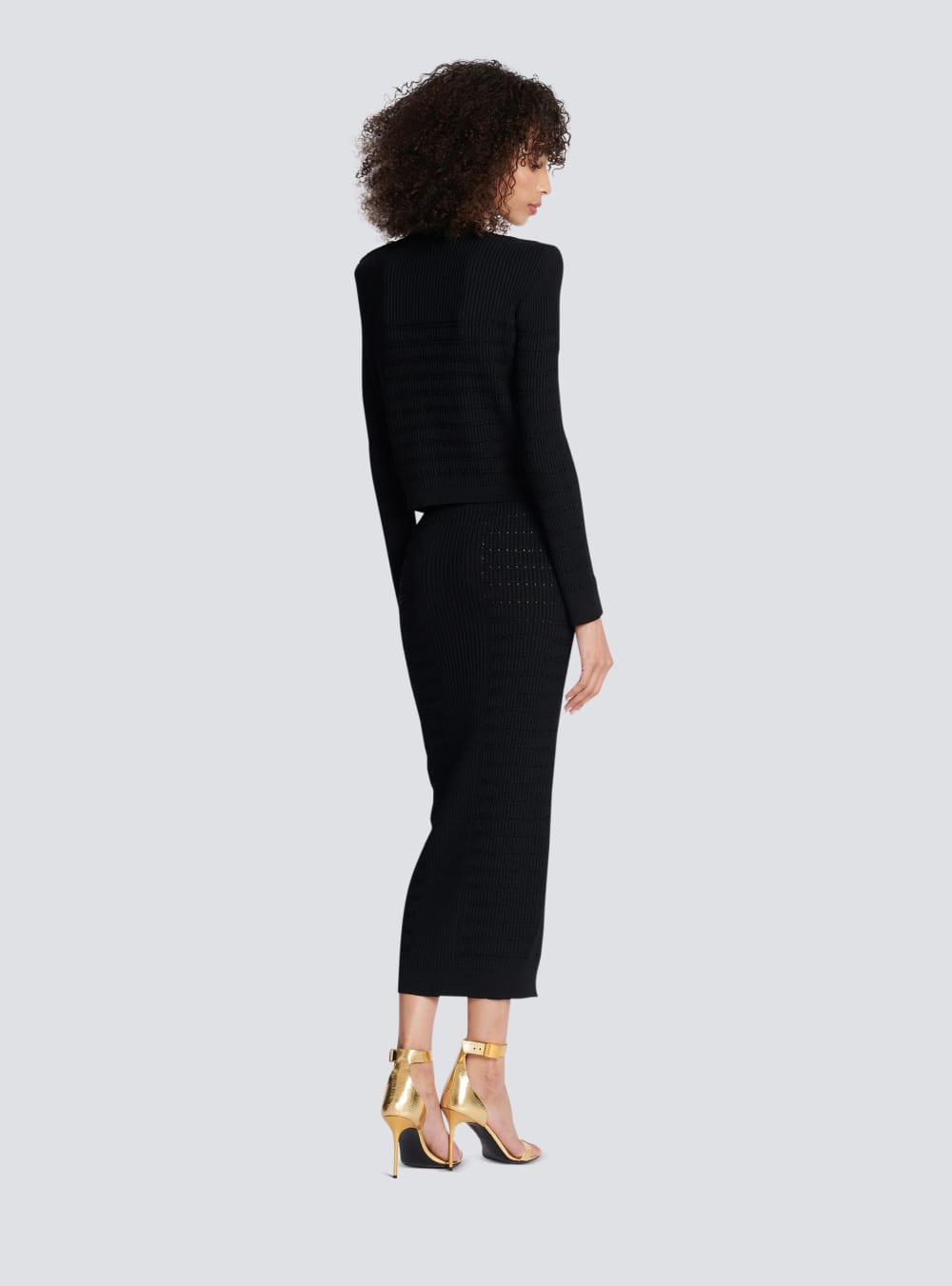 Women's Balmain Knit With Gold Buttons Jumpers Black | USA bbdbRWHp