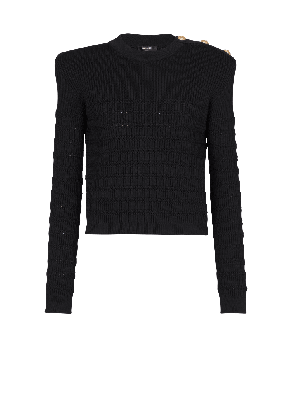 Women\'s Balmain Knit With Gold Buttons Jumpers Black | USA bbdbRWHp