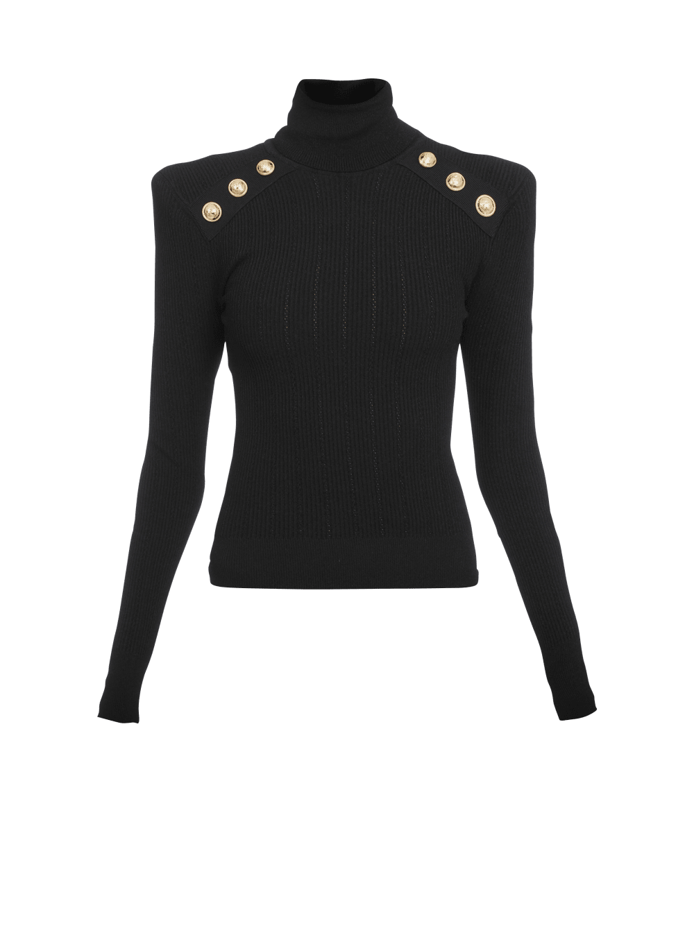 Women\'s Balmain Knit With Gold Buttons Jumpers Black | USA bcwZbeil