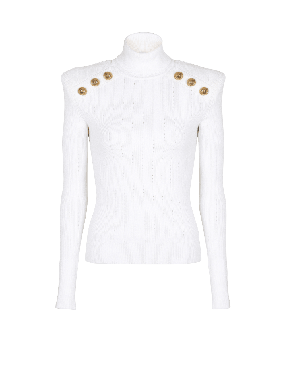 Women\'s Balmain Knit With Gold-tone Buttons Jumpers White | USA AaltmbVj