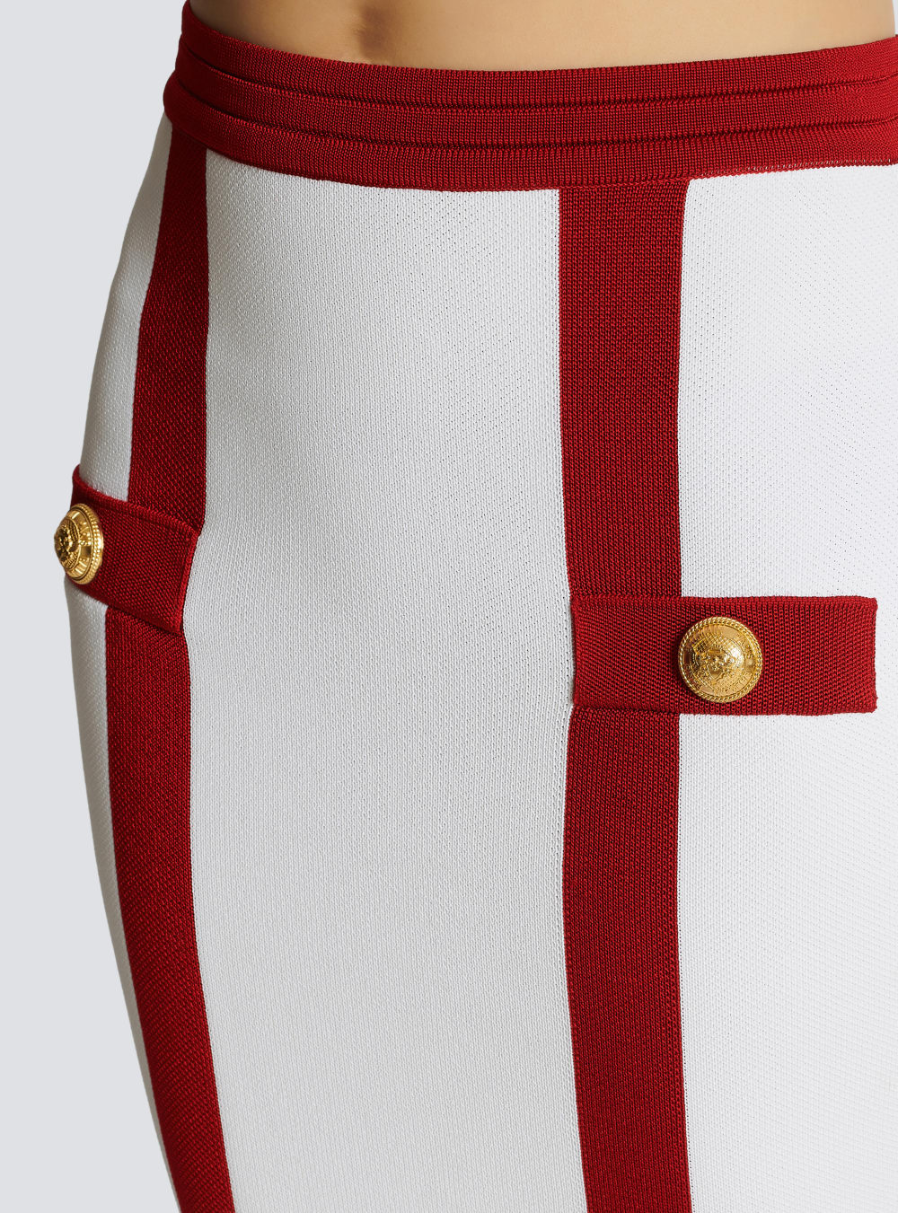 Women's Balmain Knit With Gold-tone Buttons Skirts Red | USA goYZQ5GC