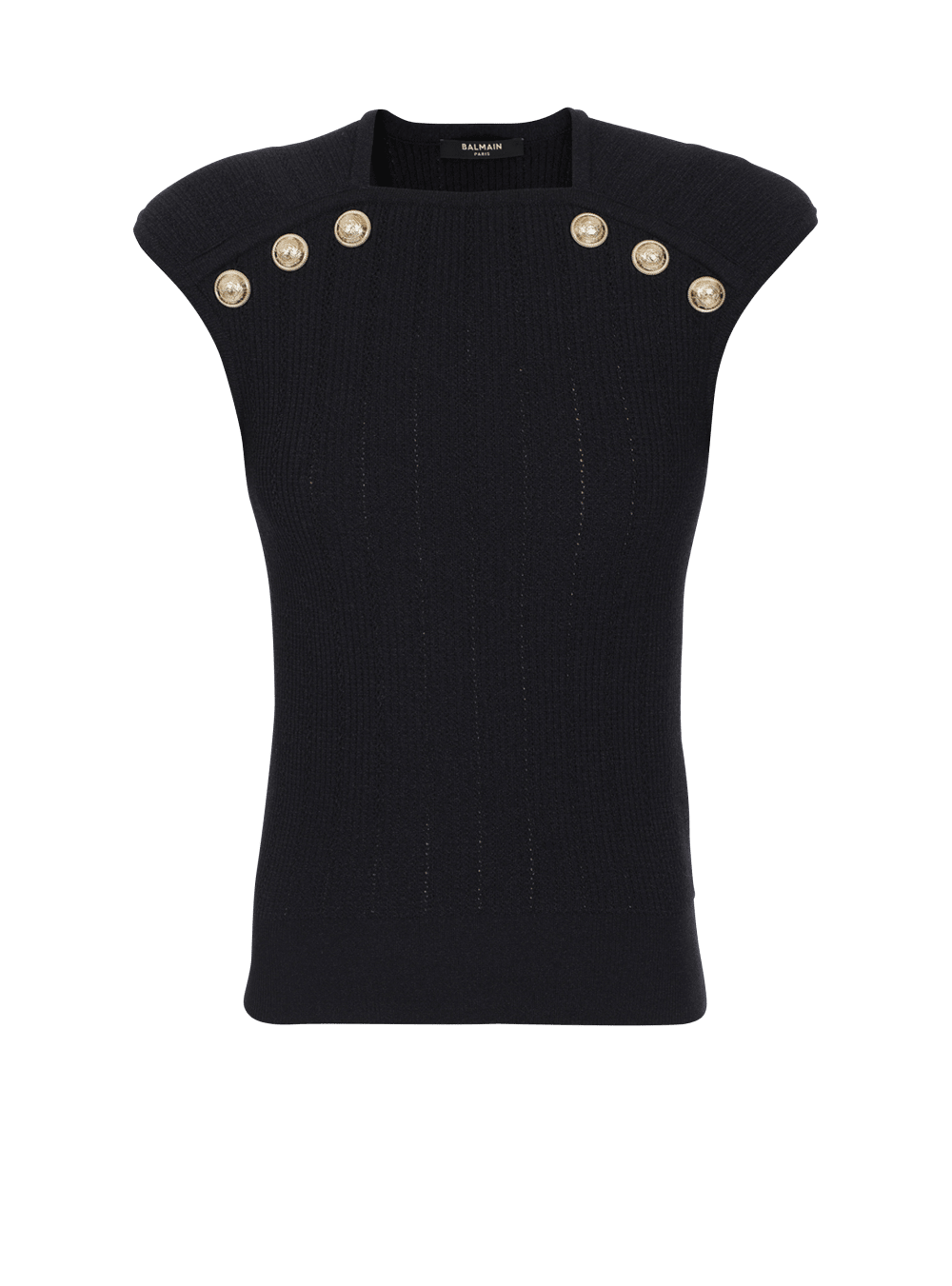 Women\'s Balmain Knit With Gold-tone Buttons Tops Black | USA ql6oAD9H