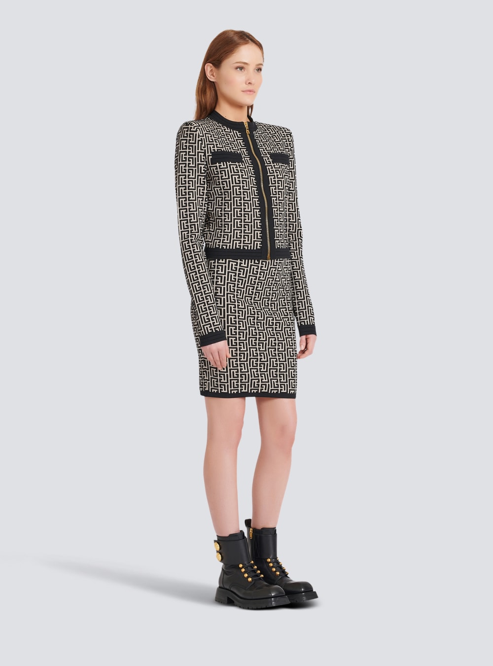 Women's Balmain Knit With Monogram Cardigan Black | USA VuVJp7Kt