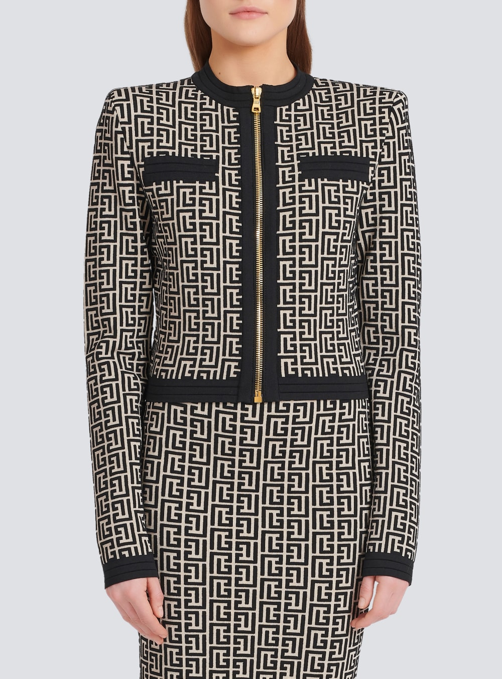 Women's Balmain Knit With Monogram Cardigan Black | USA VuVJp7Kt