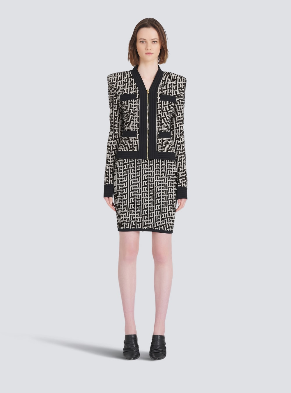 Women's Balmain Knit With Monogram Cardigan Black | USA YzcjFRMd