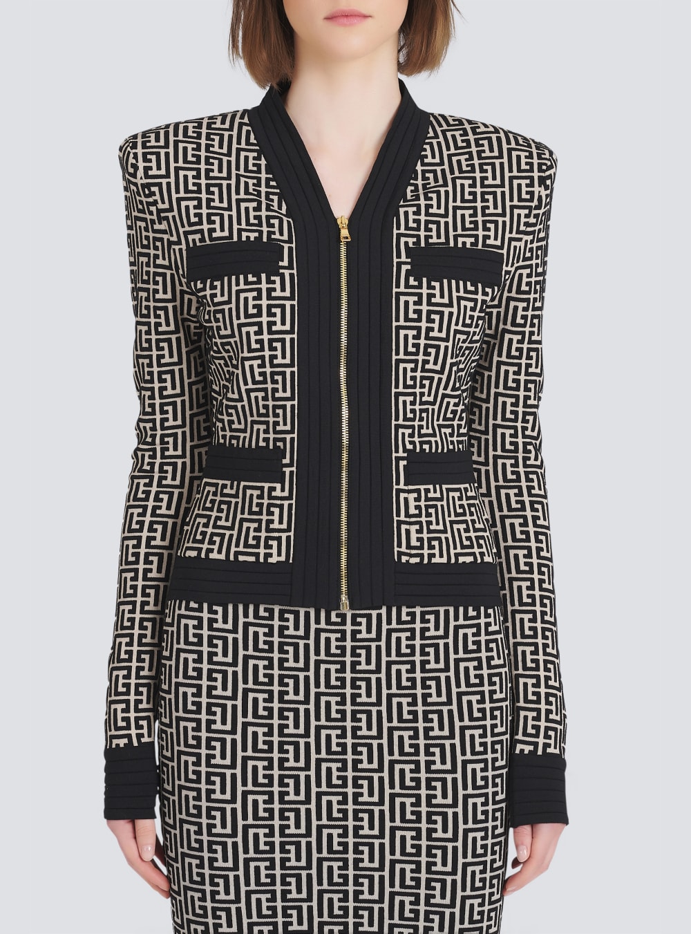 Women's Balmain Knit With Monogram Cardigan Black | USA YzcjFRMd