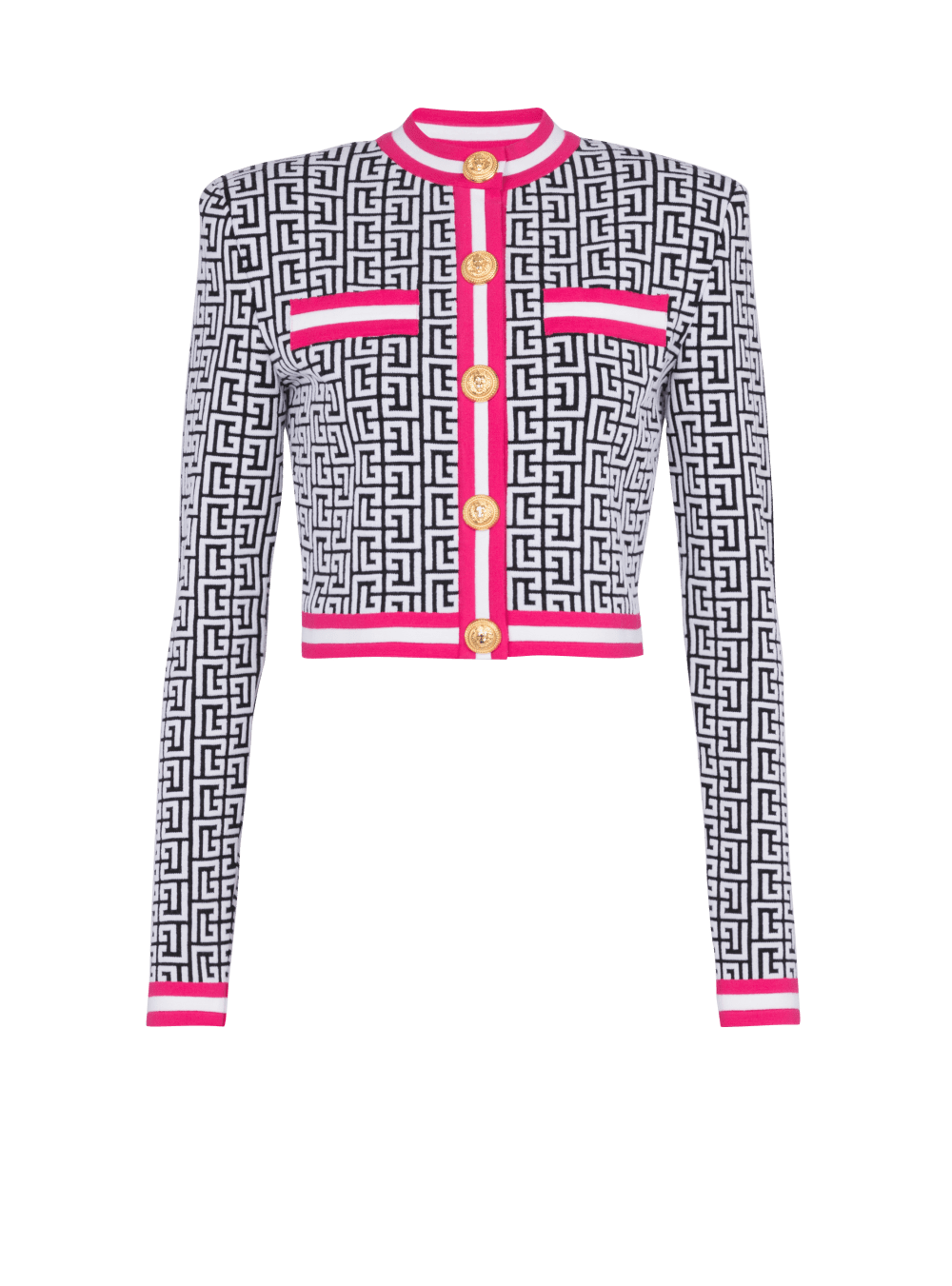 Women\'s Balmain Knit With Monogram Cardigan Pink | USA hAPyD2g3