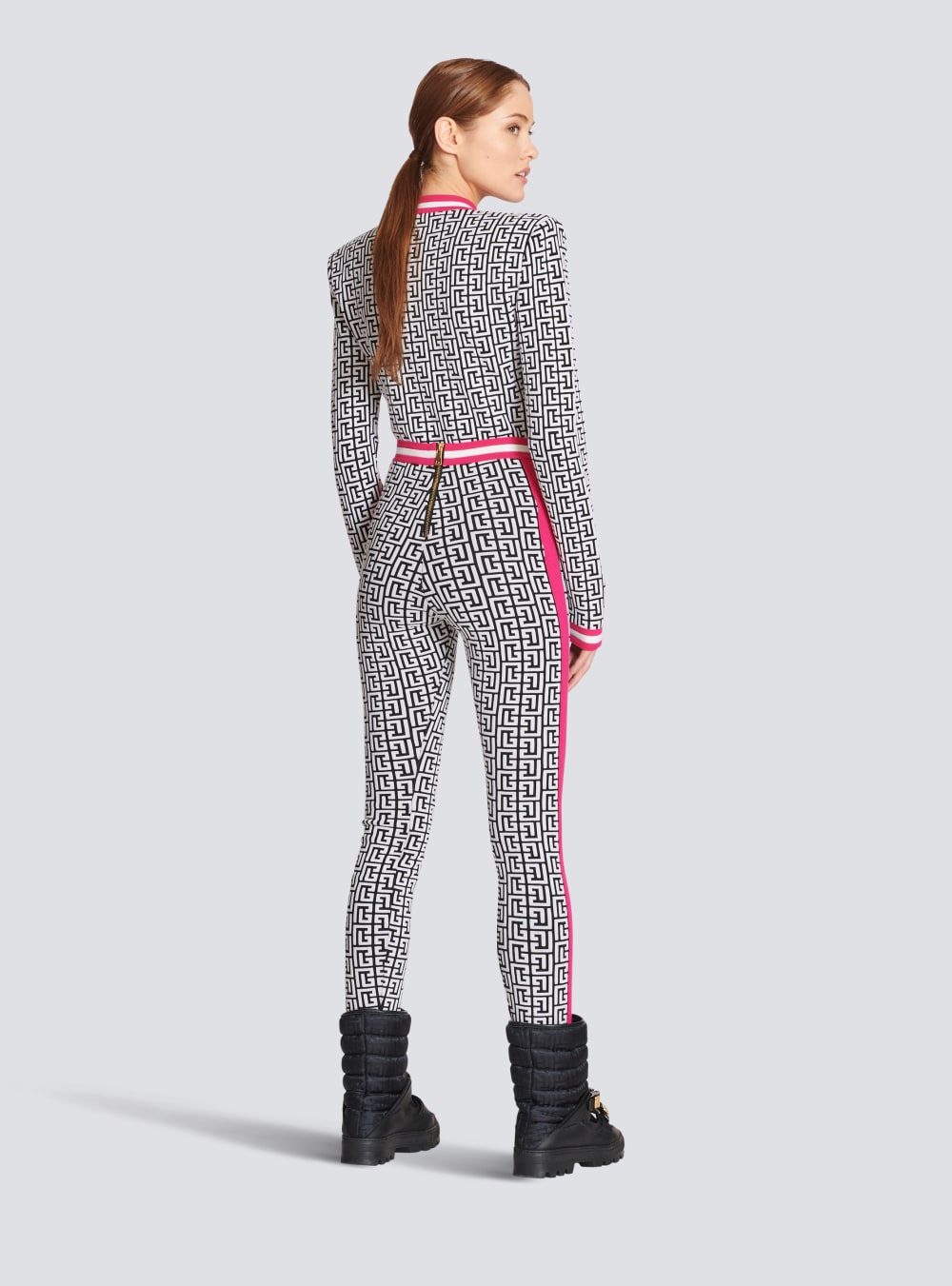 Women's Balmain Knit With Monogram Leggings Pink | USA m3ORiKUj