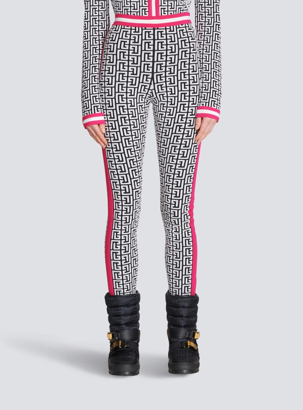 Women's Balmain Knit With Monogram Leggings Pink | USA m3ORiKUj