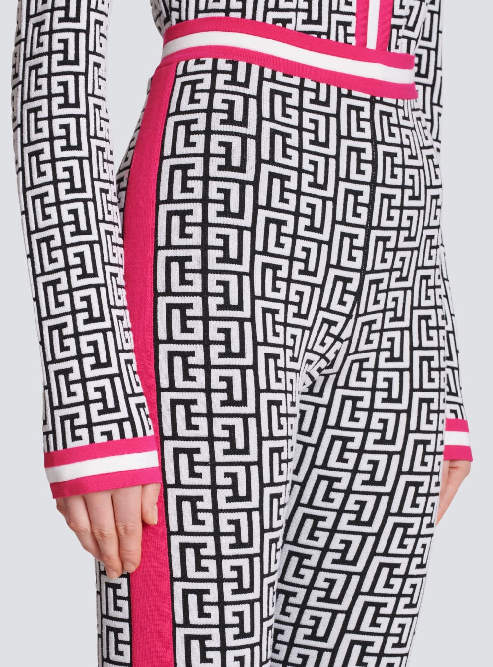 Women's Balmain Knit With Monogram Leggings Pink | USA m3ORiKUj