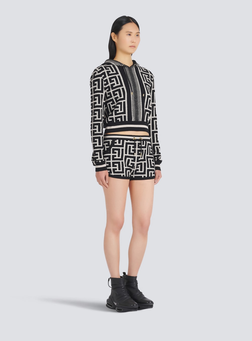 Women's Balmain Knit With Monogram Shorts Black | USA eMs2J2T7