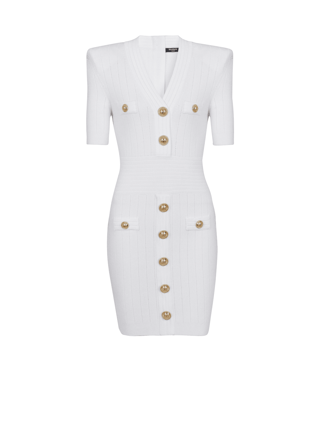 Women\'s Balmain Knitted With Buttons Dress White | USA hvpEA1sM