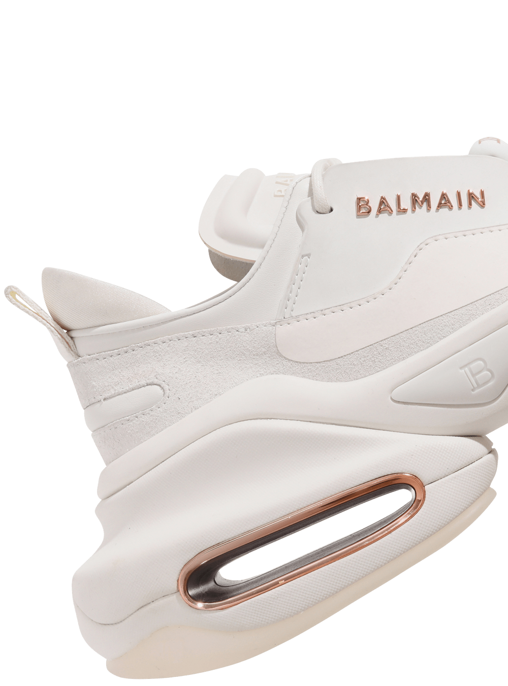 Women's Balmain Leather And Suede B-Bold Low-top Sneakers White | USA FCS3rAr1