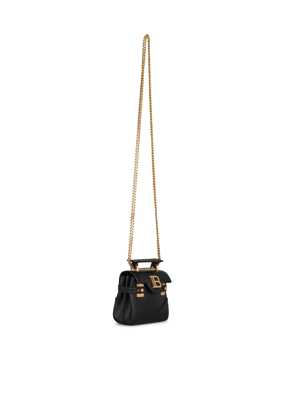 Women's Balmain Leather B-Buzz Mini Handbag Black | USA YMJFMMgG