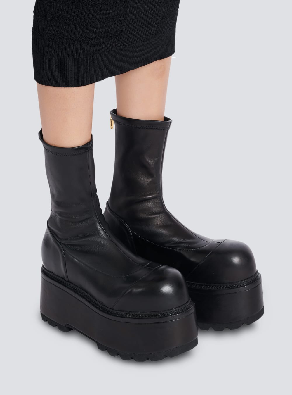 Women's Balmain Leather Platform Boots Black | USA dLHSk5Jd