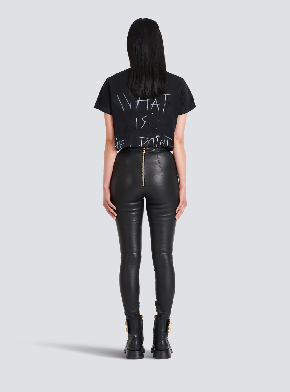 Women's Balmain Leather Skinny Trousers Black | USA dyKHQMpK