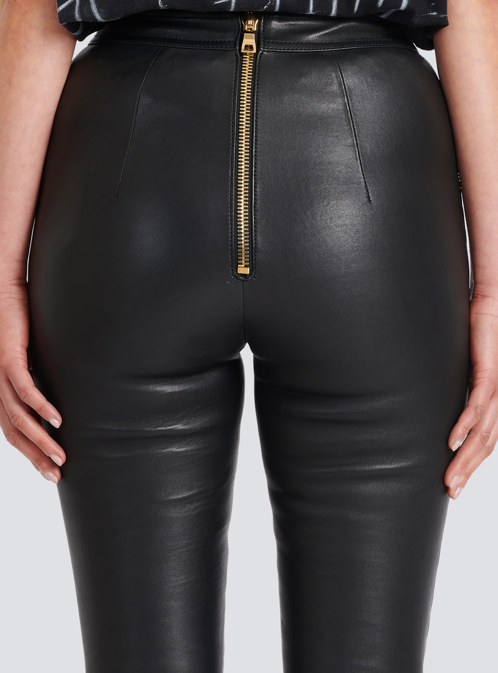 Women's Balmain Leather Skinny Trousers Black | USA dyKHQMpK