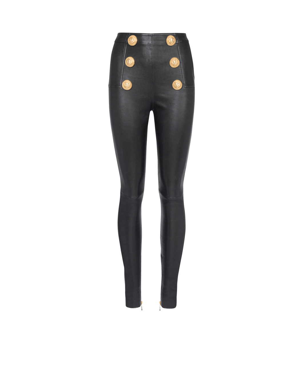 Women\'s Balmain Leather Skinny Trousers Black | USA dyKHQMpK