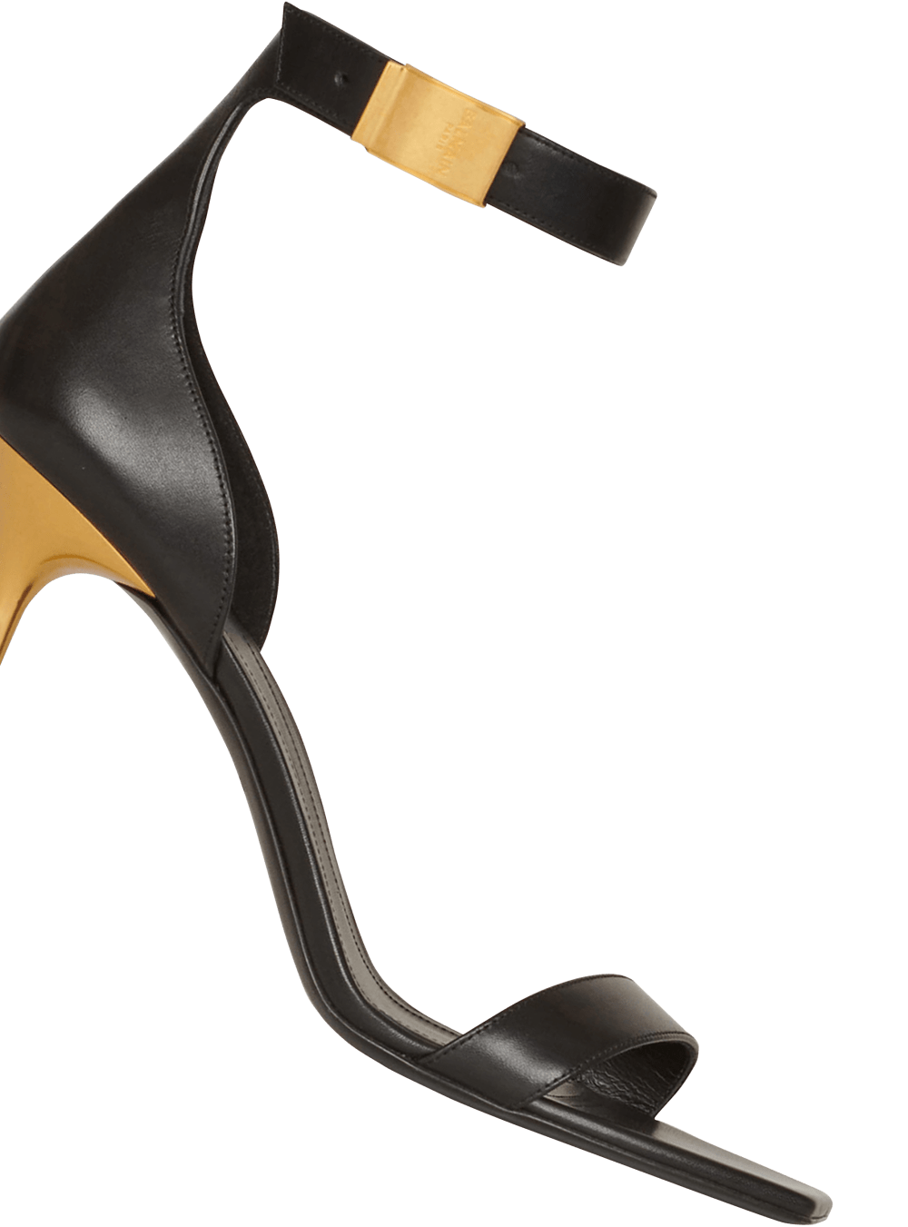 Women's Balmain Leather Uma Sandals Black | USA rWKEpOMO