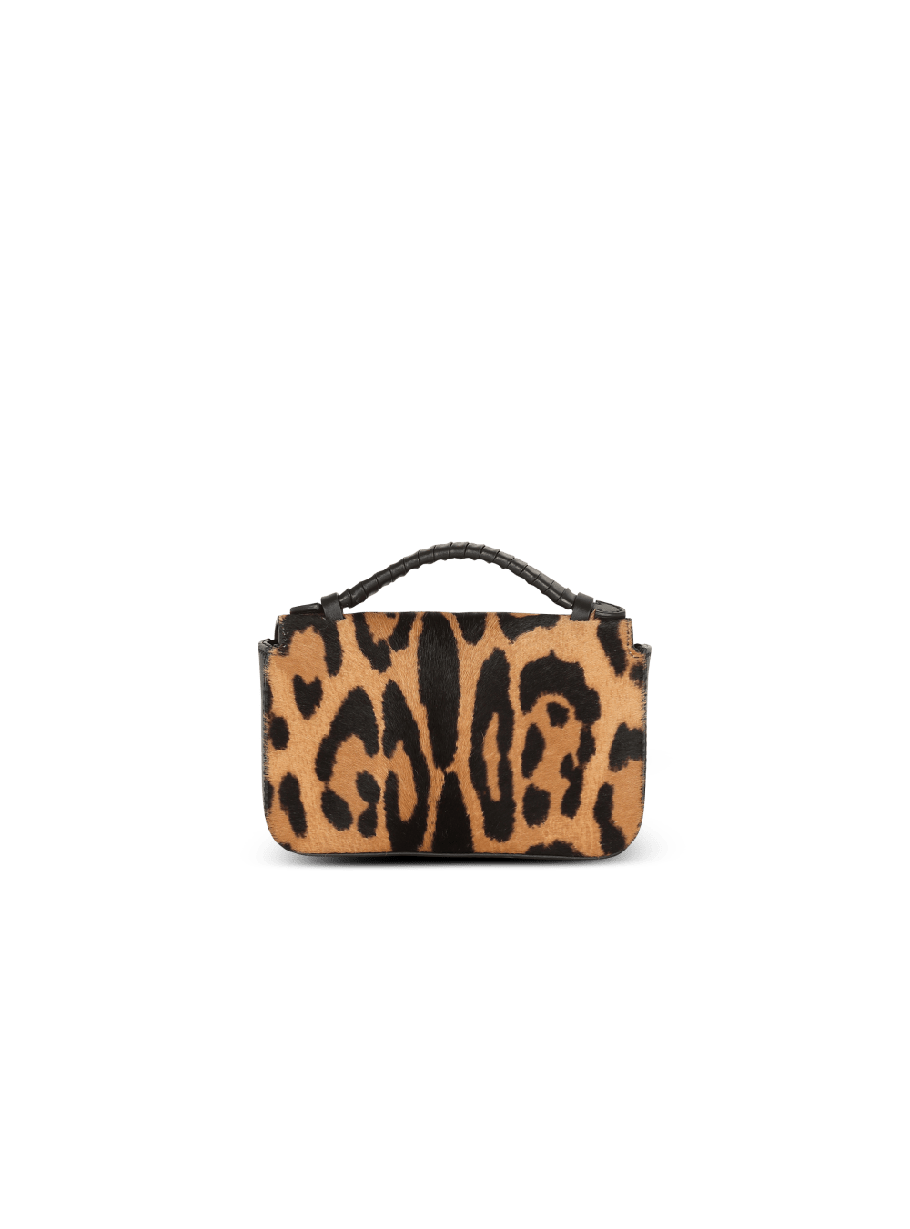 Women's Balmain Leopard-effect B-Buzz Mini Handbag Brown | USA DlL09i8g