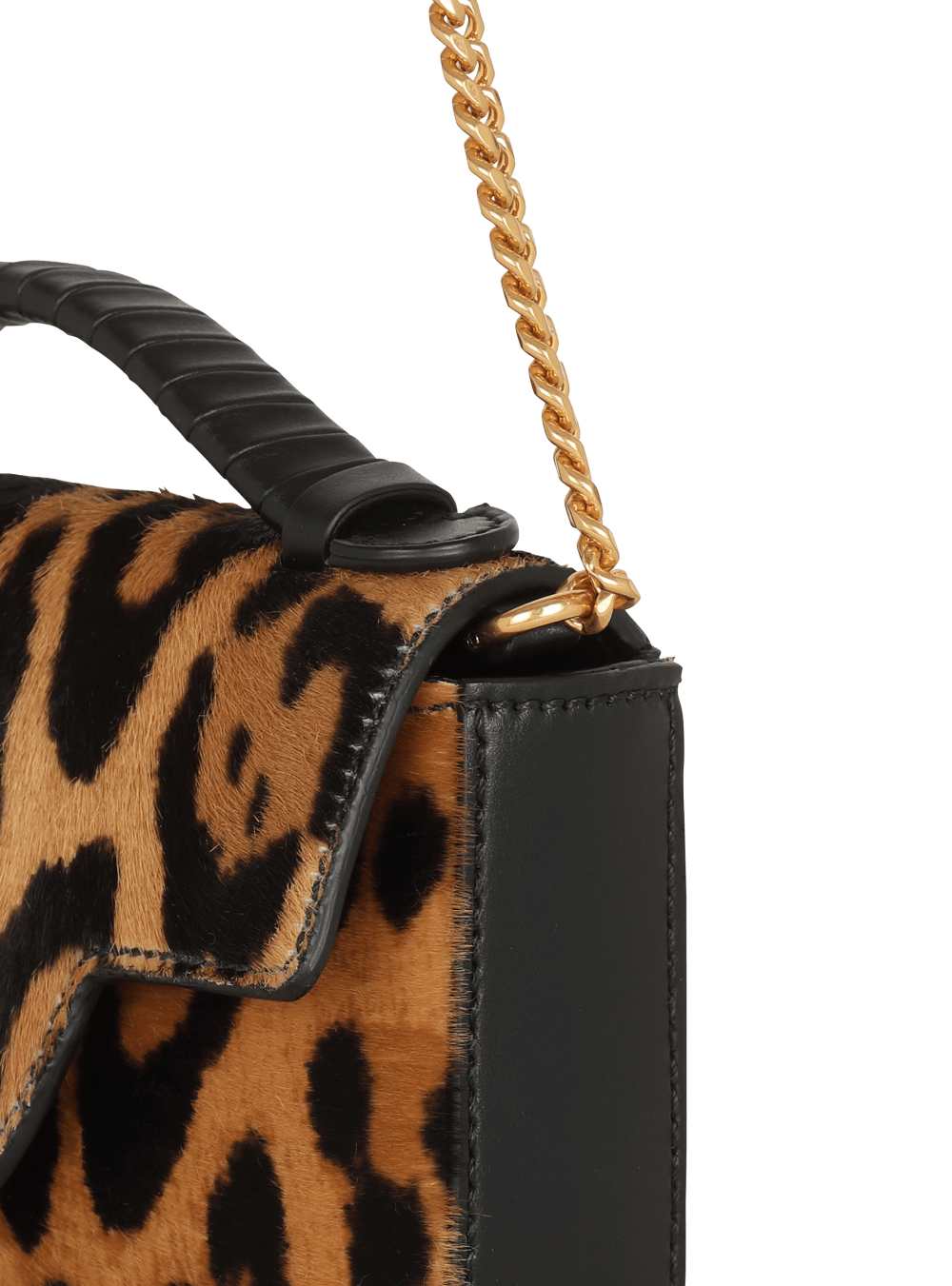 Women's Balmain Leopard-effect B-Buzz Mini Handbag Brown | USA DlL09i8g