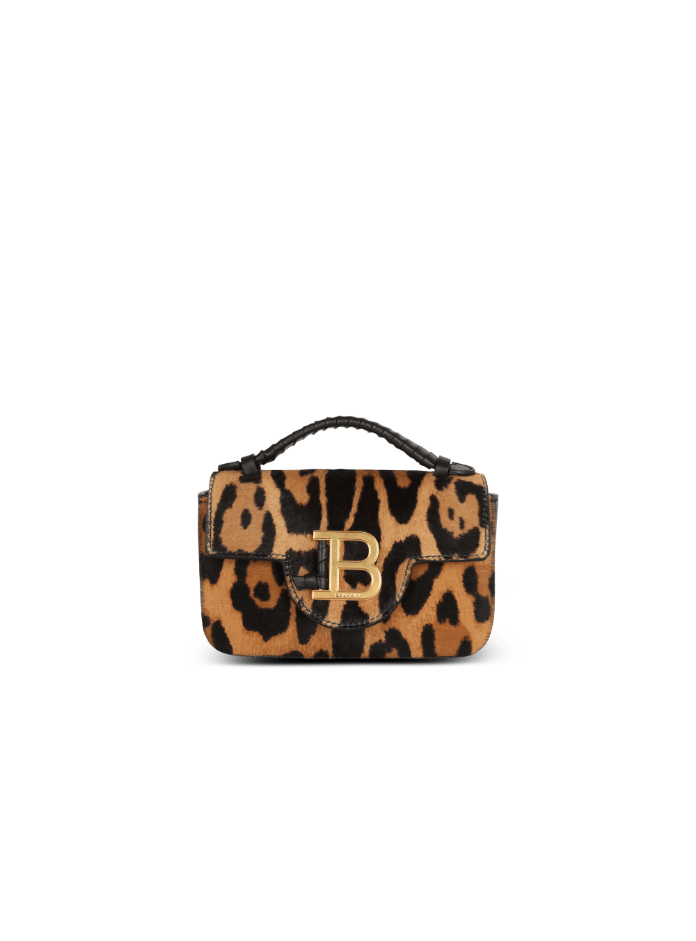 Women\'s Balmain Leopard-effect B-Buzz Mini Handbag Brown | USA DlL09i8g