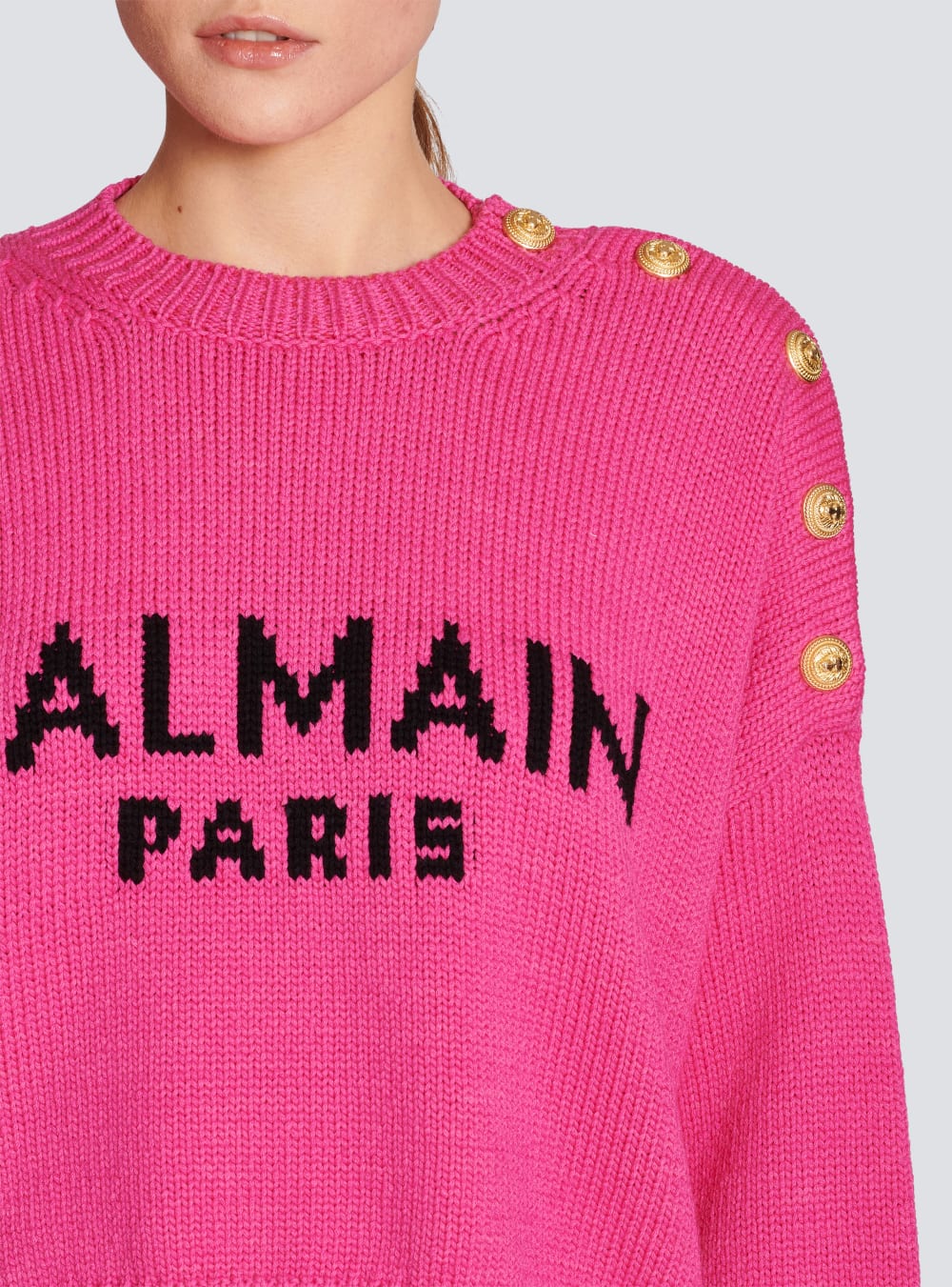 Women's Balmain Logo Cropped Knit Jumpers Pink | USA WFAXTERJ