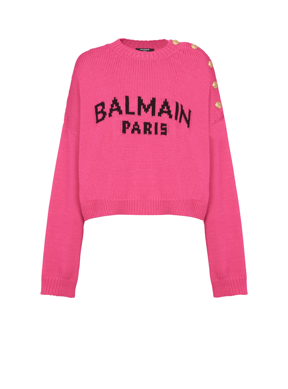 Women\'s Balmain Logo Cropped Knit Jumpers Pink | USA WFAXTERJ