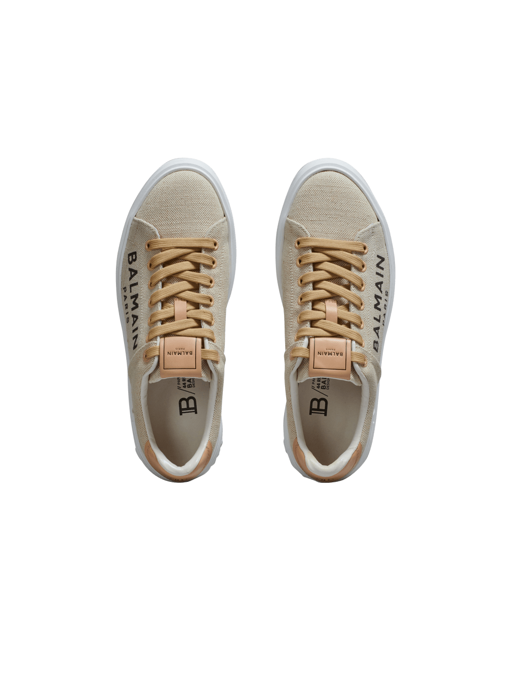 Women's Balmain Logo Print Canvas B-Court Sneakers Beige | USA libSugRU