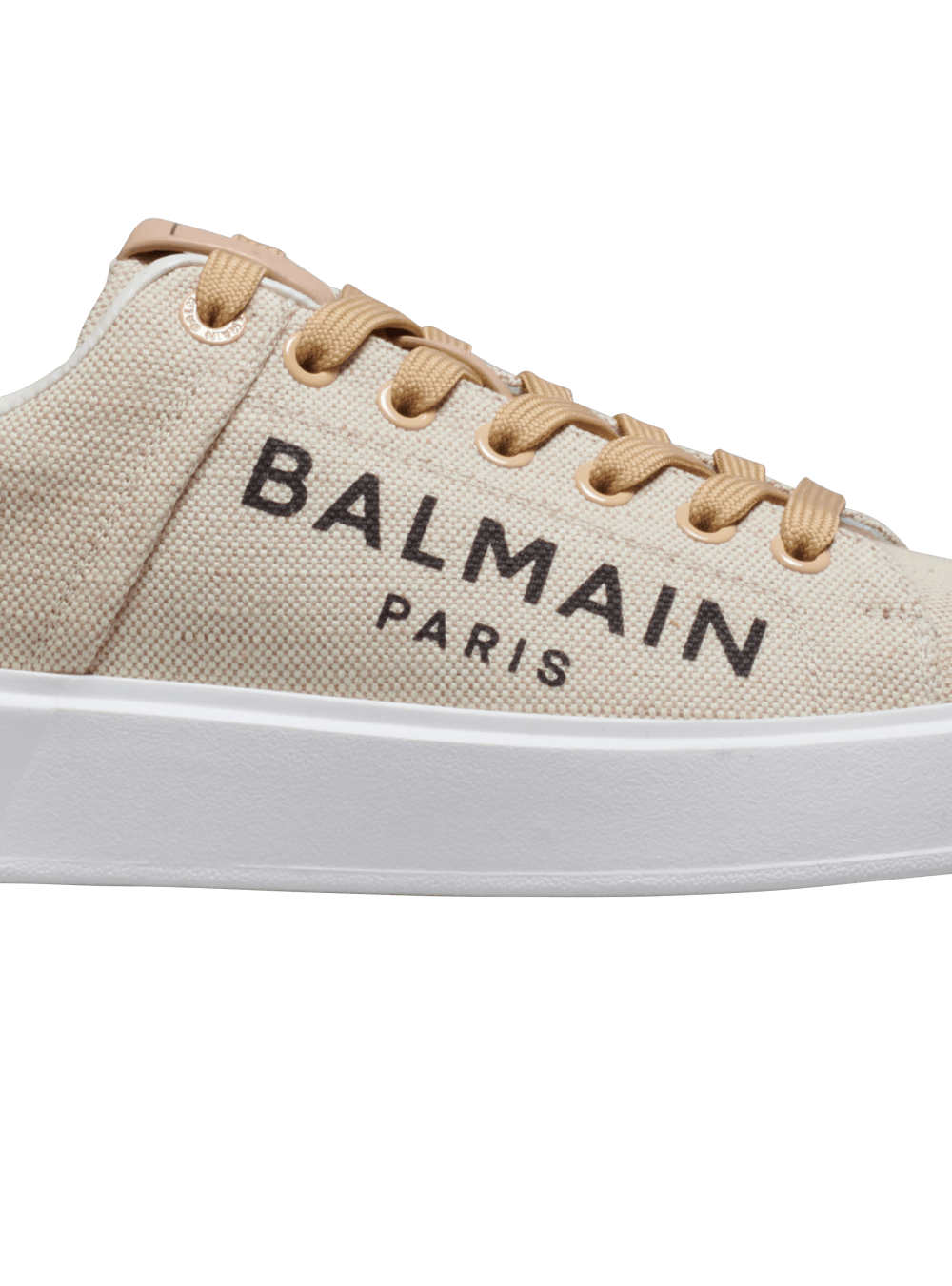 Women's Balmain Logo Print Canvas B-Court Sneakers Beige | USA libSugRU