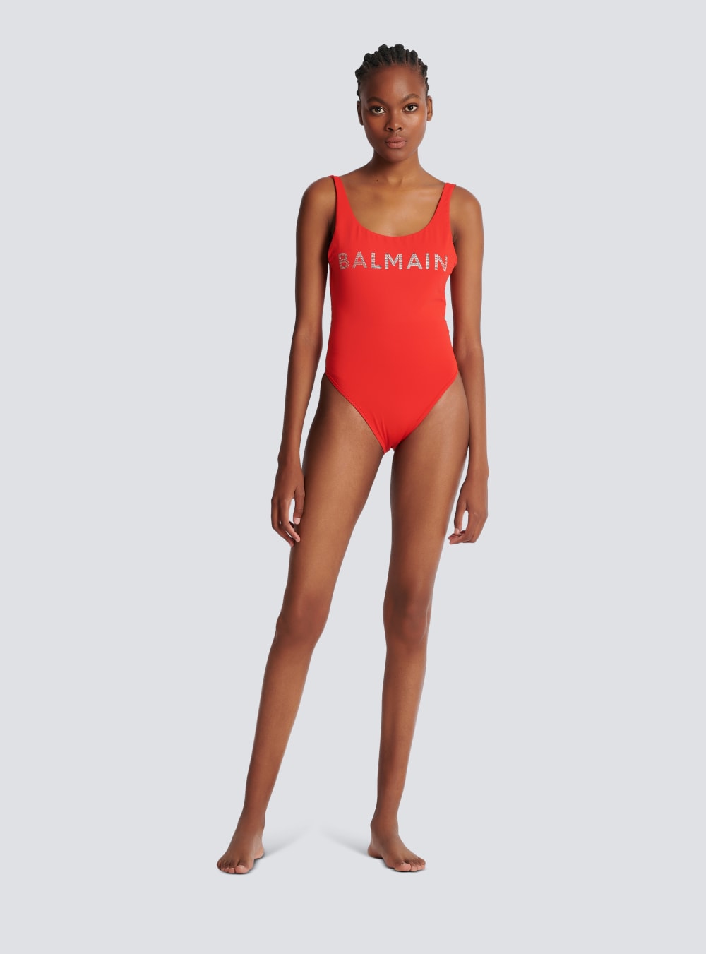 Women's Balmain Logo Swimsuits Red | USA 007TFP2r