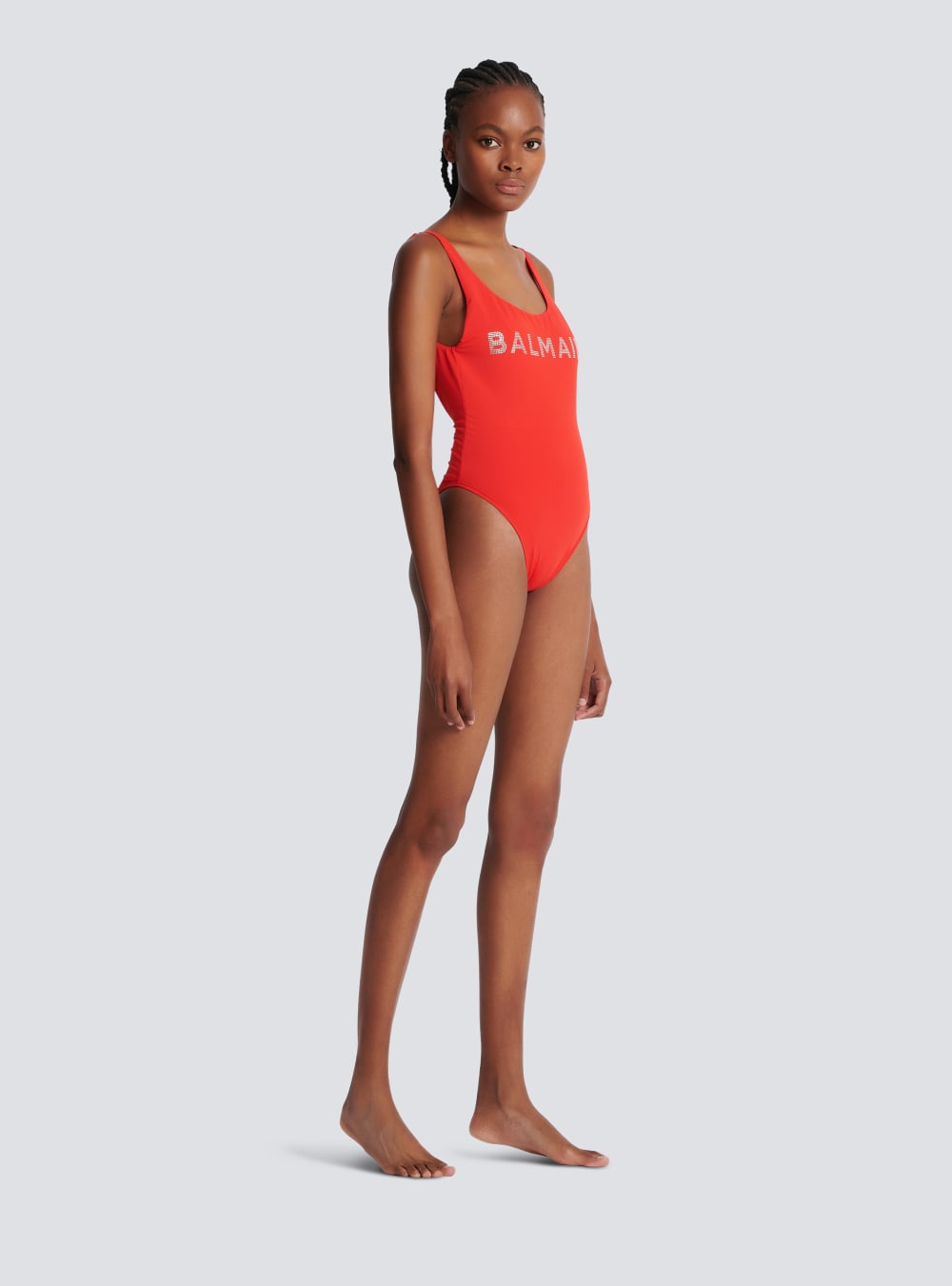 Women's Balmain Logo Swimsuits Red | USA 007TFP2r