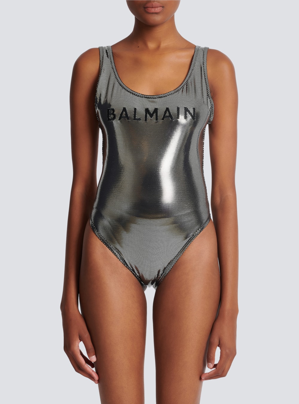 Women's Balmain Logos Swimsuits Silver | USA Zbx833BA