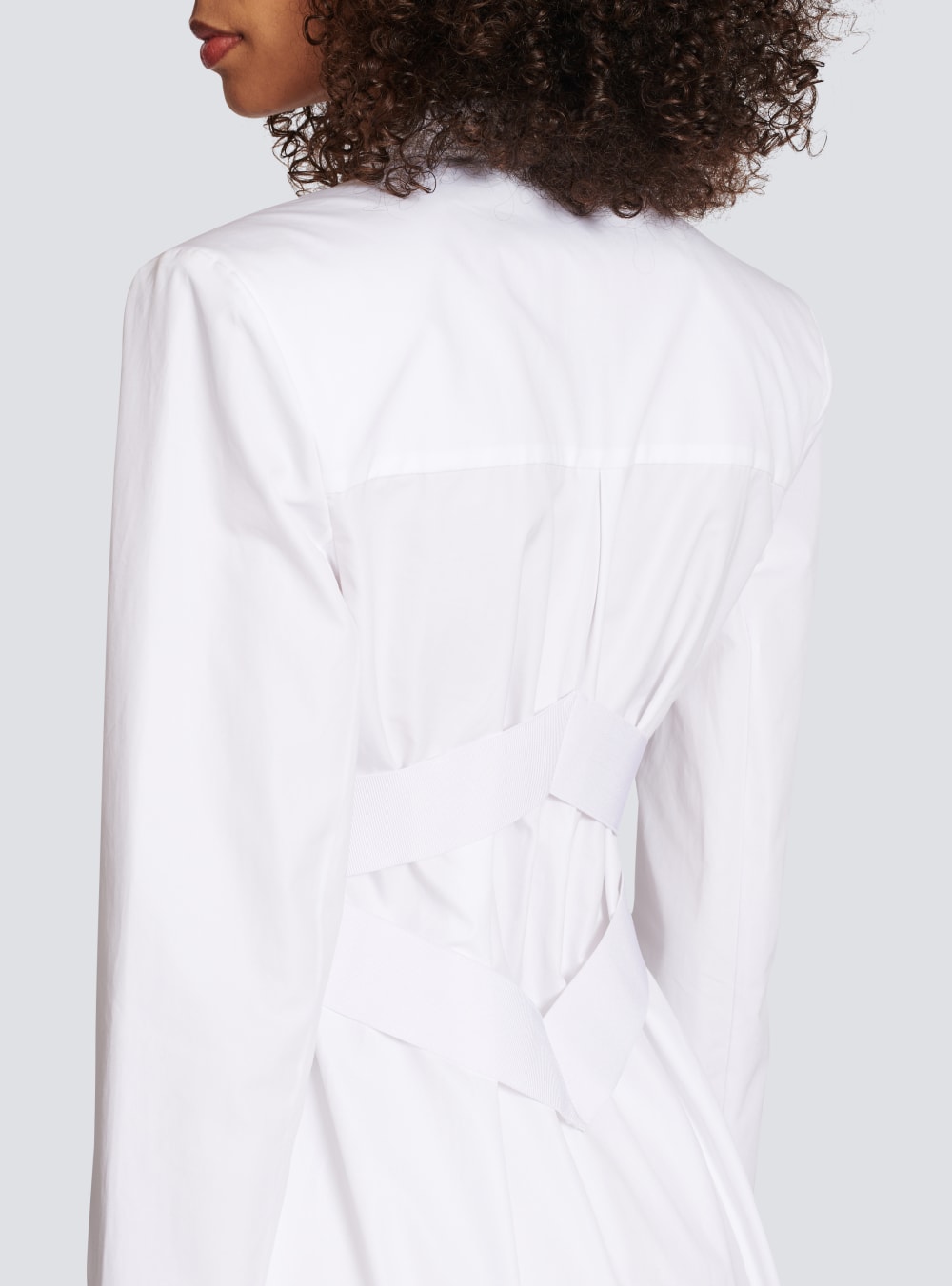 Women's Balmain Long Cotton Shirts White | USA fgYeCn6w