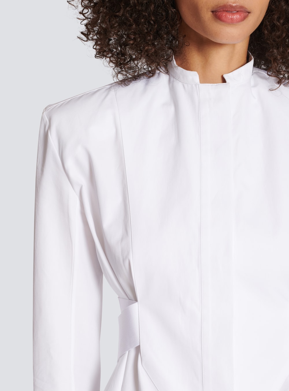 Women's Balmain Long Cotton Shirts White | USA fgYeCn6w