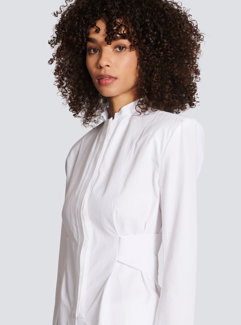 Women's Balmain Long Cotton Shirts White | USA fgYeCn6w