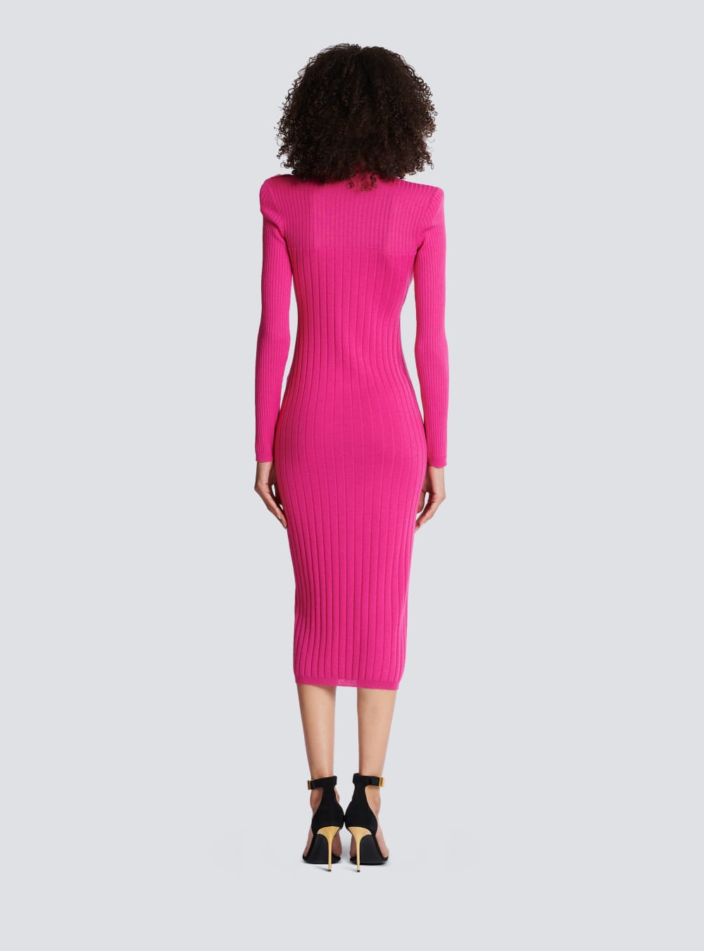 Women's Balmain Long Wool Dress Pink | USA Amcrf4O8