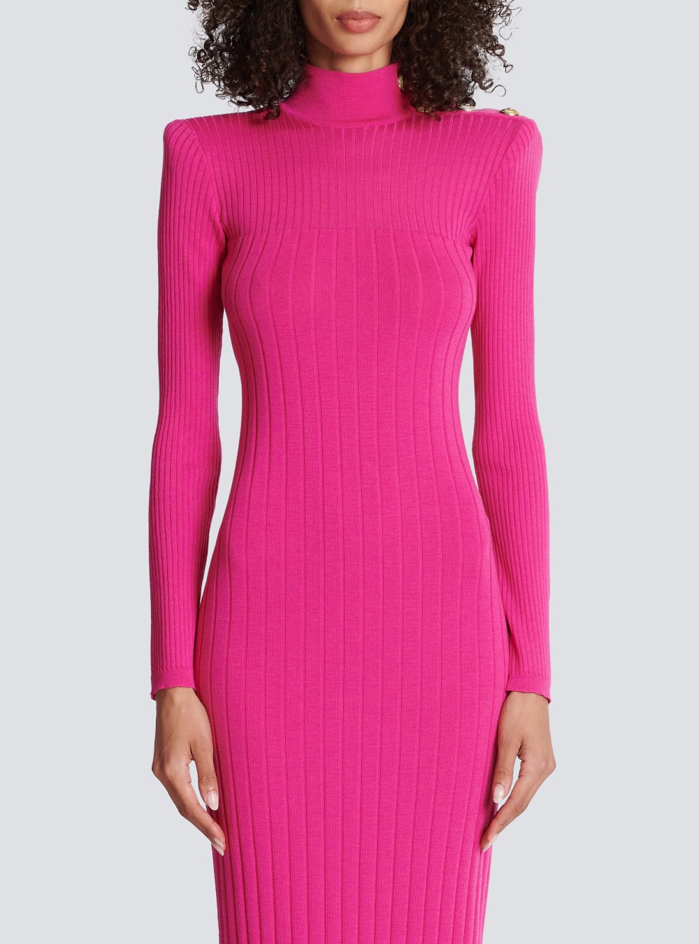 Women's Balmain Long Wool Dress Pink | USA Amcrf4O8