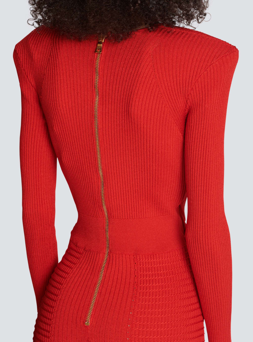 Women's Balmain Longcon Knit Dress Red | USA 5x3z8Aor