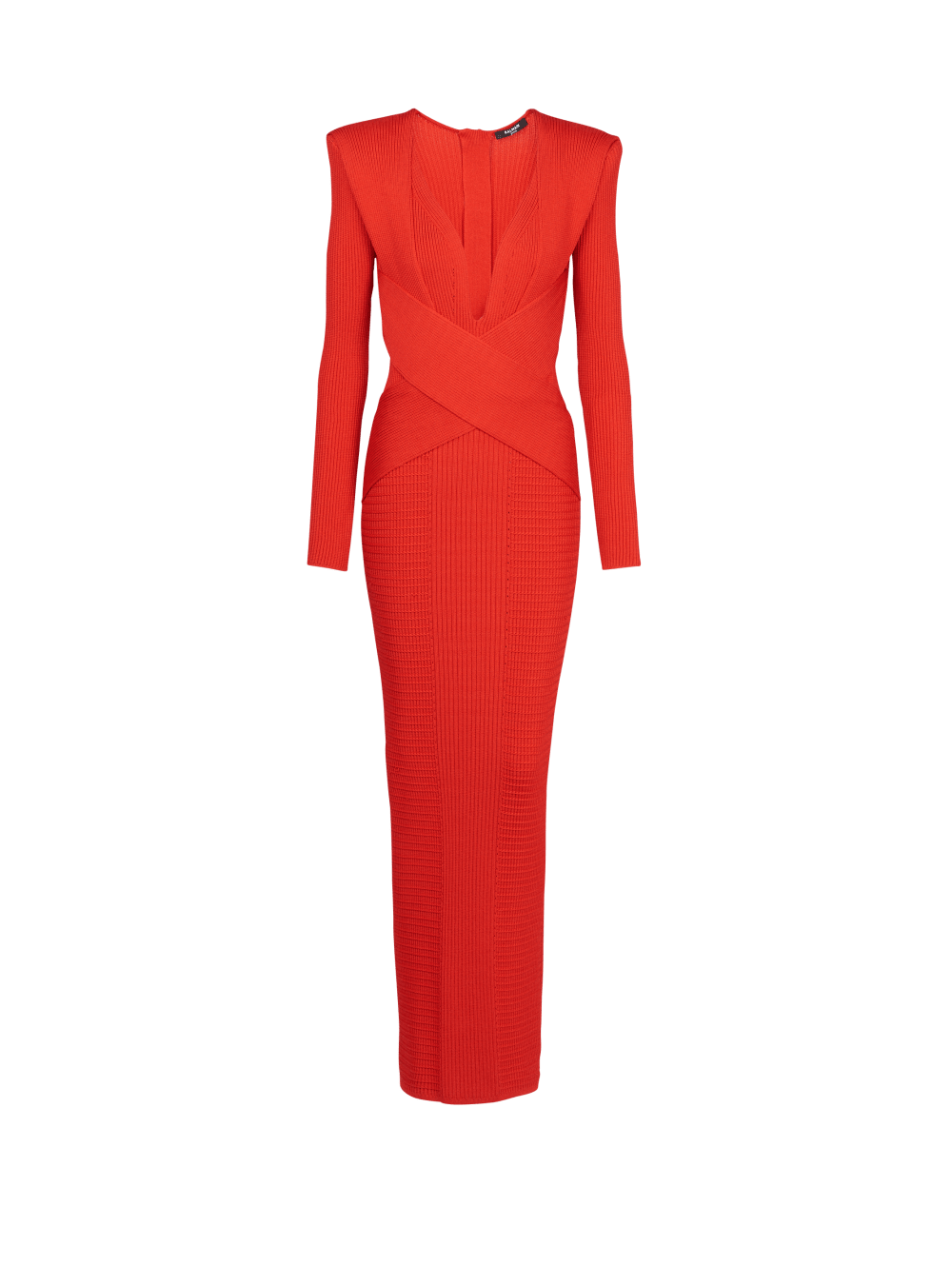 Women\'s Balmain Longcon Knit Dress Red | USA 5x3z8Aor