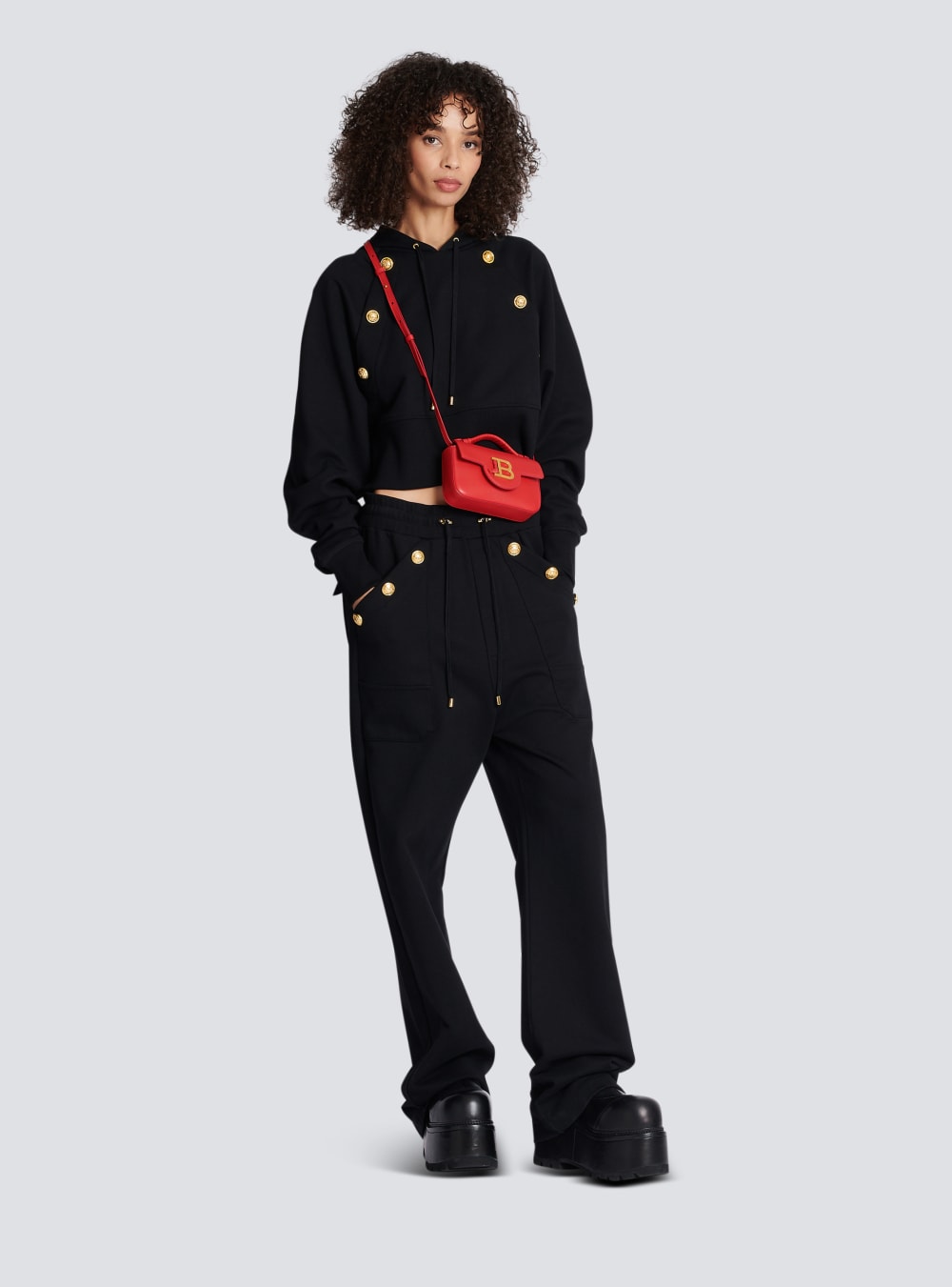 Women's Balmain Loose-fitting Jogging Made From Eco-responsible Cotton Trousers Black | USA nN9KaVLh