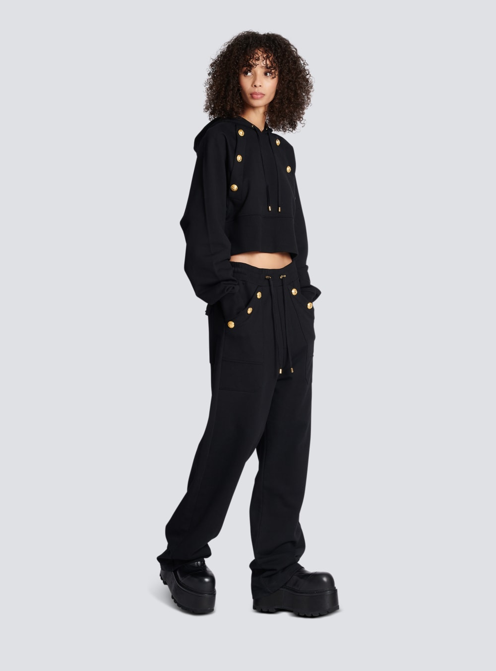 Women's Balmain Loose-fitting Jogging Made From Eco-responsible Cotton Trousers Black | USA nN9KaVLh