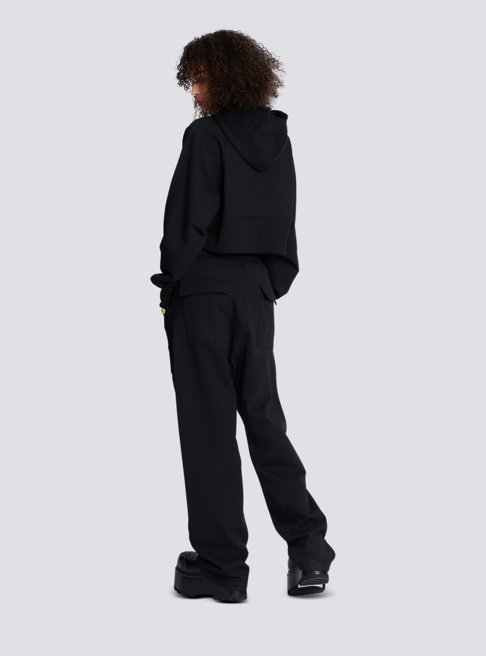 Women's Balmain Loose-fitting Jogging Made From Eco-responsible Cotton Trousers Black | USA nN9KaVLh