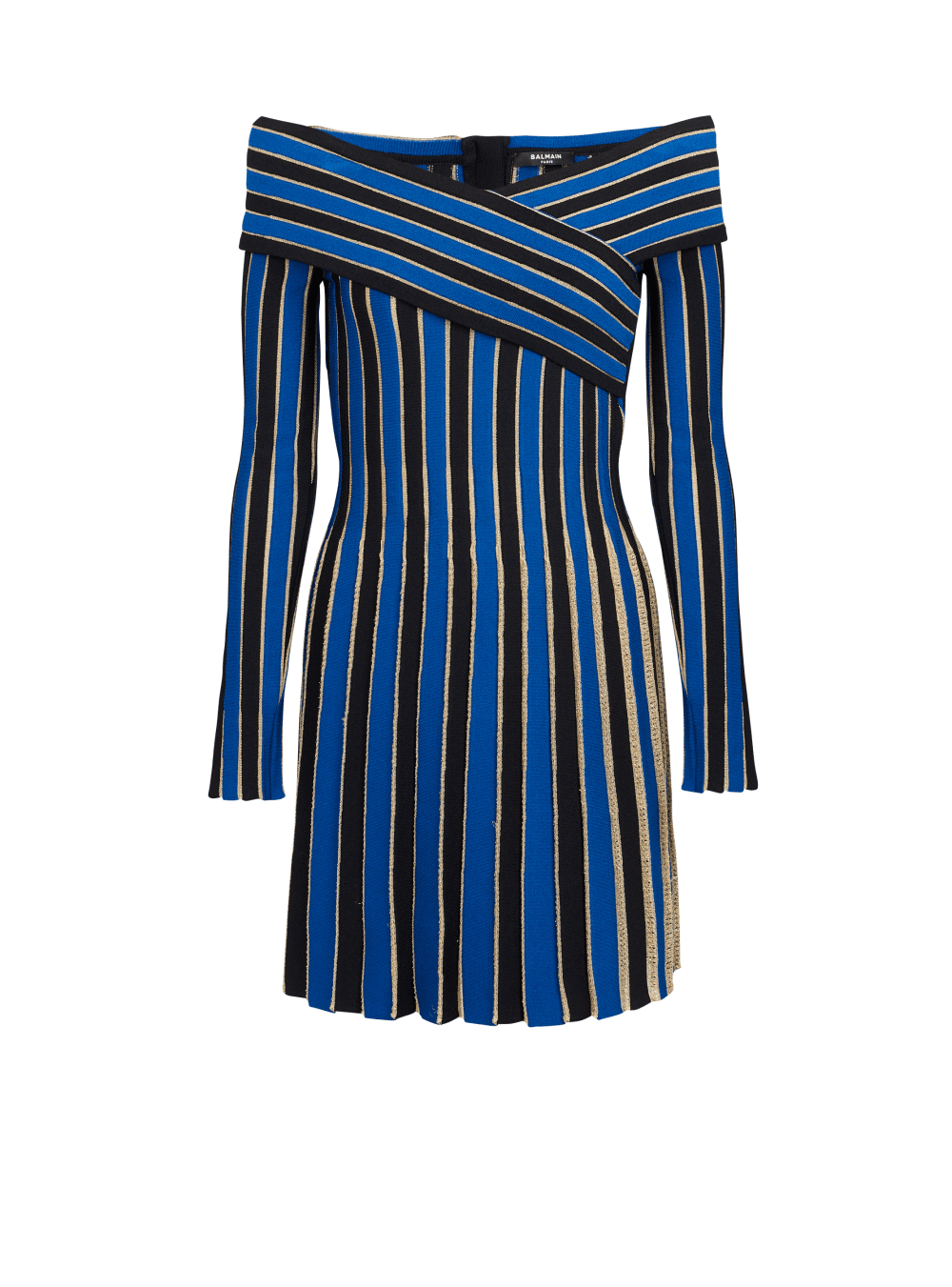 Women\'s Balmain Metallic Striped Knit Dress Blue | USA vrDqnFcK