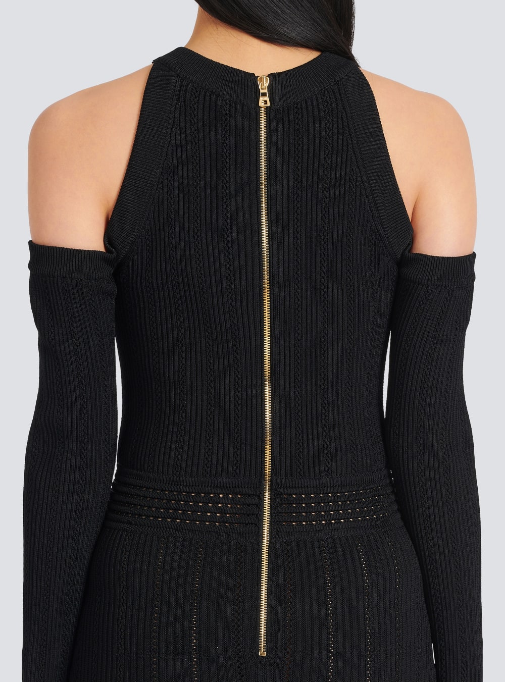 Women's Balmain Mid-length Knit Dress Black | USA F0oPB5TM