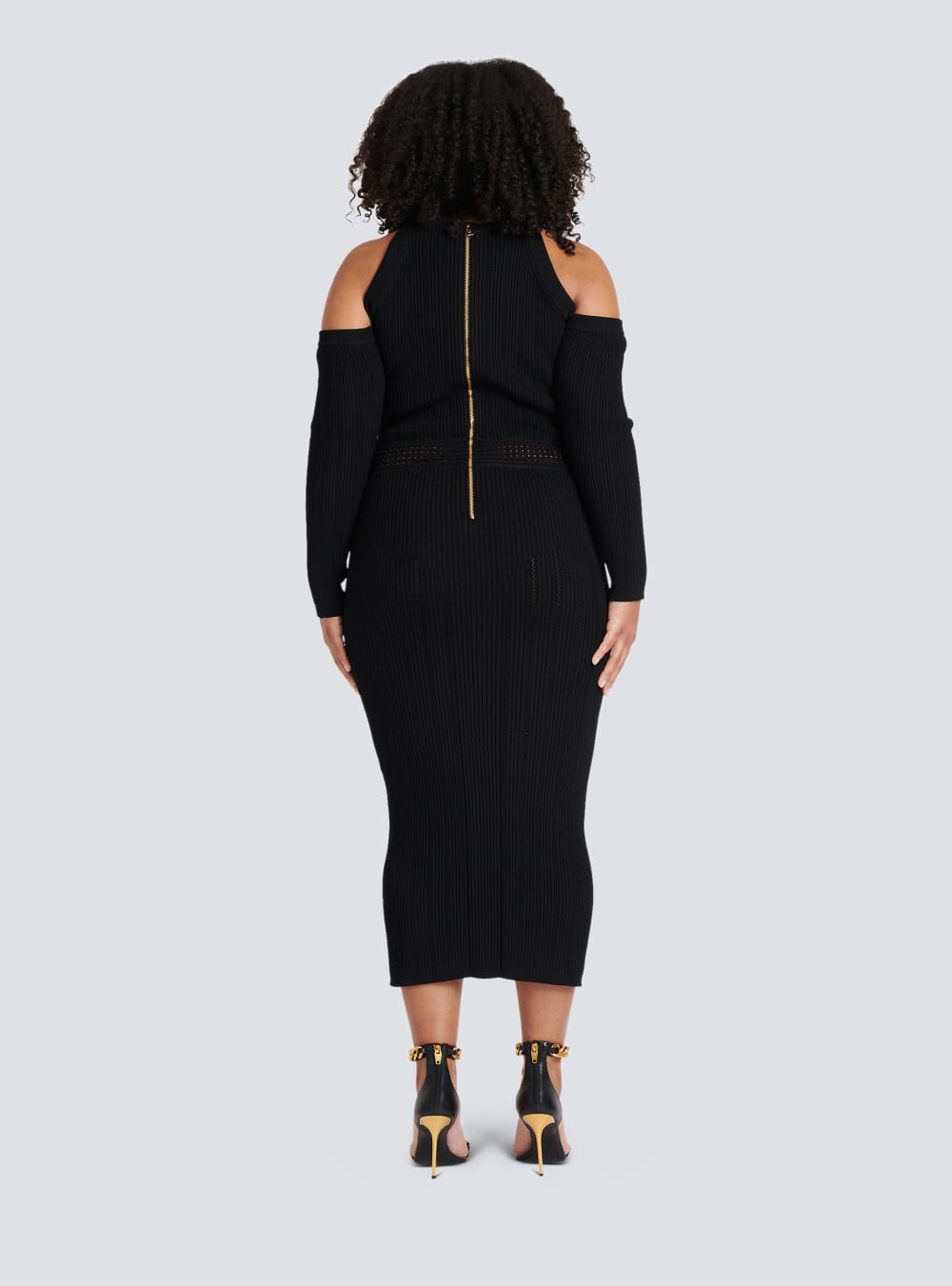 Women's Balmain Mid-length Knit Dress Black | USA F0oPB5TM