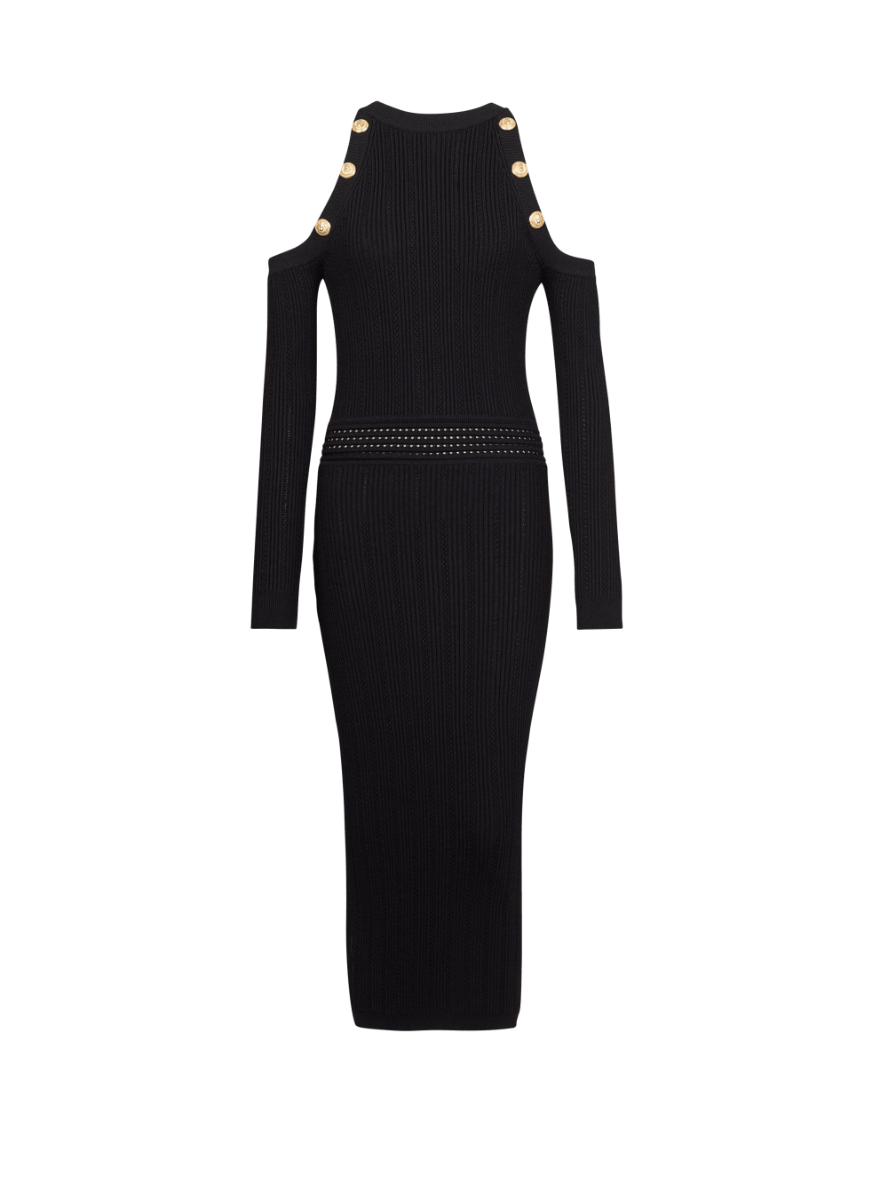 Women\'s Balmain Mid-length Knit Dress Black | USA F0oPB5TM