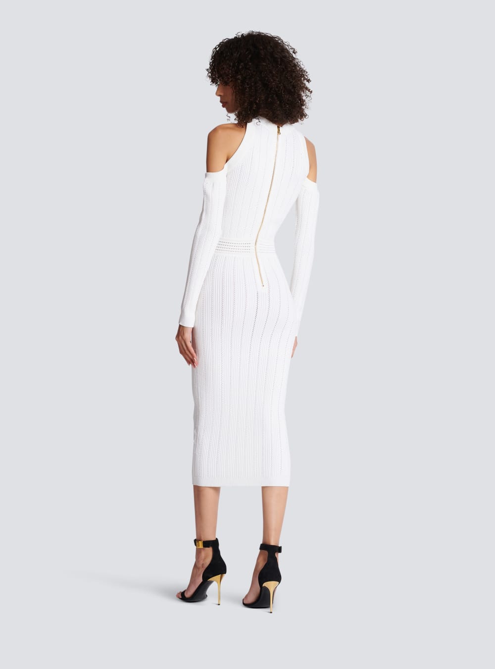 Women's Balmain Mid-length Knit Dress White | USA 5yUCaHGm