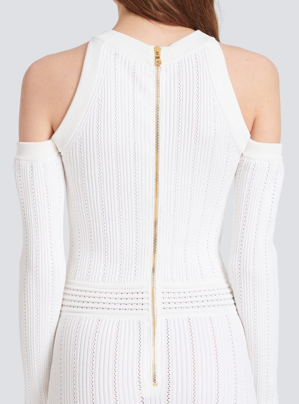 Women's Balmain Mid-length Knit Dress White | USA 5yUCaHGm